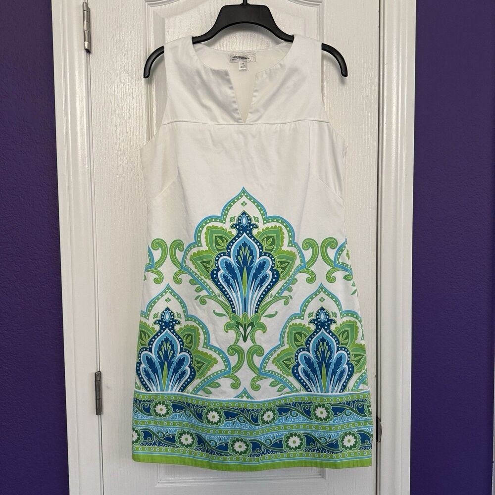 Dressbarn Dress Barn White Paisley Sleeveless Sheath Dress Size 10